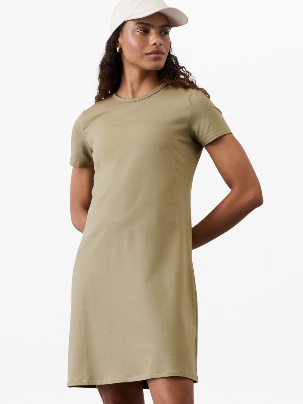 Athleta Olive Green Short Sleeve Dress
